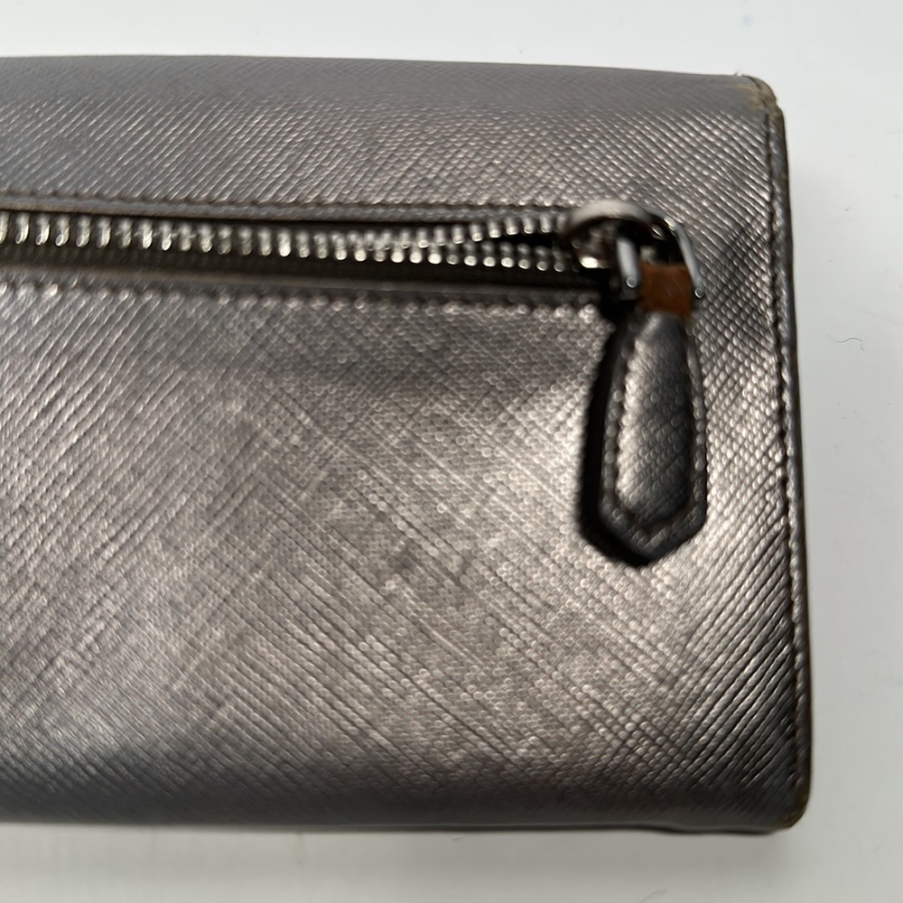 Authentic PRADA Large Saffiano Leather Wallet- Silver - Picture 15 of 16